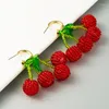 Boucles d'oreilles pendantes mignon belle cristal tissé à la main perlé cerise boucle d'oreille femme framboise fête cadeau de mariage pour les femmes