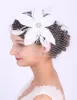 Coiffes Veaux nuptiaux Chapeur de mariage blanc fleur de fleur de fleur mari￩e fascinateur face voile accessoires d'oiseau pour femmes