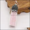 Kunst und Handwerk Flasche Reiki Heilung Kies grüner Aventurin Naturstein Charms Rosenquarz Kristall Anhänger DIY Halskette Frauen Fas Dhyht