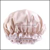 Czapki do czapki/czaszki stały kolor podwójny warstwę satynowa nocna czapka wodoodporna kąpiel do kąpieli domowy pielęgnacja włosów moda akcesoria dla WOR DHWVU