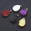 Encantos de pedra natural drusy cristal pingentes para fazer jóias diy colares brincos geode áspero drusy espécime fatia