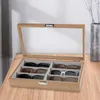 Schmuckbeutel 6 Slots Sonnenbrille Display Aufbewahrungsbox Holz Home Gadget Brillenetui Halter Schublade Sammlung Vitrine für Frauen Männer
