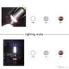 Waterproof LED Flashlight With COB Torches side light Rotary zoom 3 lighting modes Powered by 18650 battery for camping