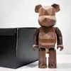 Yeni% 400 Bearbrick Action oyuncak figürleri Bearbricks 28cm Kuzey Amerika Kayın ve Ceviz Maden Ahşap Rhombus Lightning Klasik Ahşap Doll Fujiwara Hiroshi