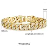 Link Bracelets CZ Men's Bracelet Gold Color Miami Curb Cuban Chain For Men Jewelry Gifts Drop 13.5/14/15mm HGB452