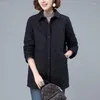 Damesgeul Lagen Midden-lengte Koreaanse stijl katoenen gevarieerde jas dames 2022 gewikkeld Dikkeld losse warm shirt Vrouw W68