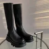 Top Boots Summer Thin Black Fashion Women British Style Thick Sole Knight Chimney Lår High Shoes 221213