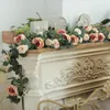 Decorative Flowers 9cm Big Head 180cm Fake Peony Vines Artificial Flower Garland Vintage Eucalyptus Hanging Plant For Wedding Arch Door