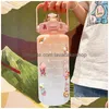 Water Bottles 2 Liter Large Capacity Motivational With Time Marker Fitness Jugs Gradient Color Plastic Bottle Frosted Stickers Cup 2 Dhpjg