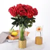 Dekorativa blommor 1pc Fake Rose Vacker Red/White Silk Roses Artificial Flower Bouquet Valentine's Day Wedding Home Table Decor