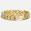 Link Bracelets CZ Men's Bracelet Gold Color Miami Curb Cuban Chain For Men Jewelry Gifts Drop 13.5/14/15mm HGB452