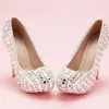 Sapatos de vestido adorável cristal com miçangas de miçanga de dedo redondo de calcanhar feminino