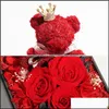 Flores decorativas grinaldas do dia das mães urso flor rosa eternelle jóias briols armazenamento de maquiagem de colar para casamento de nascimento ot7ep