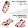PU -kortplats f￶r mobiltelefonfodral blixtl￥sv￤gg handv￤ska telefonfodral med axelrem f￶r iPhone 14 13 12 11 Pro XS Max XR 6 7 8 Plus Samsung S22 S21 Ultra
