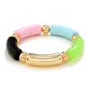 Bangle 2022 Plastic Curved Tube Beaded Bracelet Wristband For Women Contrast Color Acrylic Cuff & Bangles Jewelry MT-01