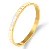 Bangle Fashion Colorful Enamel Wave Point Design Bracelets For Women Round Gold Color Stainless Steel Bangles Wedding Party Gift