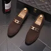 New Luxury Designer Men's Metal Chain Suede Leather Shoes Male Dress Homecoming Wedding Drivers Loafer Sapato Social Masculino