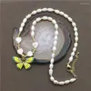 Pendant Necklaces 5pcs/lot Colorful Butterfly Shape Enamel Charm Necklace Plated With Freshwater Pearl Chain Wholesale