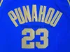 Ed NCAA Heren Vintage Basketbal Jerseys College 23 Barack Obama Punahou High School Jersey Blauw Wit Shirts S-2XL