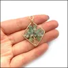 Arts et artisanat perles de pierre de cristal naturel breloques fil enroulé arbre de vie pendentif Chakra Reiki guérison améthyste aventurine Pendan Dho8W