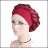 Beanie/Skull Caps Women Wide Band Satin Beanie Bonnet Night Slee Hat Lady Soft Solid Color Hair Care Headwrap Drop Delivery Fashion DHD9H