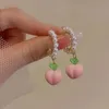 Fresh Simulation Pink Peach Dangle Earrings for Women Fashion Cute Contracted Pearl Fruit Earring Girl Accessories Jewelry