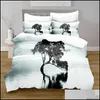 Conjuntos de roupas de cama 100 cen￡rio de poli￩ster Lake Duvet ER Impress￣o digital conjunto com travesseiros queen bed Drop Drop Home Garden T￪xteis de jardim