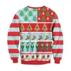 Men's Sweaters Large Size Ugly Christmas Couples Bells Tree Print Xmas Pullovers Tops Holiday Home Jumper Women Man Funny Sweatshirts