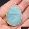 Arts and Crafts Waterdrop Turquoise Healing Stone Charms Aventurine Quartz Crystal Gold Gold Wisidant DIY 30x45mm Sports2010 Drop de Dhoky