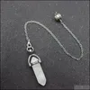 Konst och hantverk dowsing pendum charms kvarts hexagonal form natursten crystal reiki healing pende pendant pendums f￶r sport201 dh7oo