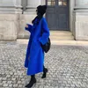 Frauen Pelz Blau Woolen Mantel Frauen 2022 Herbst Winter Elegante Jacke Dicke Warme Lamm Oberbekleidung Weibliche Zweireiher Casual top