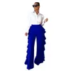 Women Palazzo Pants Work Use cl￡ssico cal￧as de perna larga e de cintura larga de cintura larga longa perna reta para o ver￣o