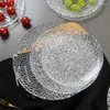 Plates Nordic Ice Flower Western Plate Transparent Round Tableware Dish Glass Household Fruit Steak Decoration