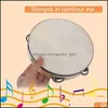 Party Favor Drum 6 Pouces Tambourin Bell Hand Held Birch Metal Jingles Kids School Musical Toy Ktv Percussion Paf14398 Drop Deliver Oti2U