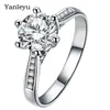 Eheringe Yanleyu Original Solide 925 Silber Farbe Für Frauen Klassische 1ct Zirkon CZ Krone Ring Engagement Finger Schmuck