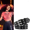 Cinture Cintura in pelle PU per donna Moda Casual Design di lusso Jeans Decorazione discoteca Doppia fila Occhiello Rivetto Trend Cintura punk