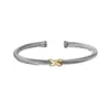 Bracelet de manchette 4mm mince mode charme câble métallique double couleur ouverture bracelets féminins bijoux de luxe designers femmes tendance cloutée avec des diamants