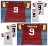 커스텀 Sonny Jurgensen 9# 축구 저지 스티치 흰색 빨간 크기 S-4XL