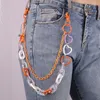 Keychains Exaggerate Colorful Acrylic Resin Hollow Heart Link Pants Chain Waist Key Hip Hop Street Jewelry For Women Trendy Keychain