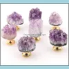 Other Home Decor Factory Natural Amethyst Crystal Knobs Cabinet Stone Pls Gemstone Handles For Cupboard Der Dresser Office Paf12083 Ot8Yf