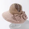 Szerokie brzegowe czapki 2023 Kobiet Sun Hat Big Bow Floopy Summer for Women Beach Panama Straw Słomka Visor Femme Cap