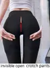 Dameslegging Onzichtbare Rits Open Kruis Strakke Yoga Broek Plus Maat Hoge Taille Paren Outdoor Broek