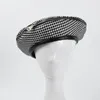 Berets Fashion Ins Zipper Beret voor vrouwen Houndstooth dames trouwhoed trendy lederen randen winterschilder buiten