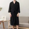 Men's Thermal Underwear Loose Fabulous V Neck Men Bathrobe Discolored Night Clothes Solid Color For Sleeping