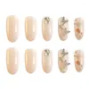False Nails 24PCS Long Nude Press On Cute Butterfly Design Fake Full Coverage Artificial For Women & Girls SAL99