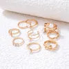 Elegante parelstenen joint ring sets Charms Hand Goud kleurlegering Metaal voor vrouwen feestjuwelen 9 stks/sets