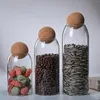 Storage Bottles 3 Pieces Transparent Bottle Jars Cork Lid Organizer Container Houseware Cylinder For Tea Sugar Pasta Coffee Cereal