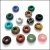 Arts And Crafts 8X14Mm Big Hole Charms Natural Round Jade Stone Crystal Spacer Beads Charm Pendant For Jewelry Making Accessories Sp Dhe5F