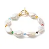 Link Bracelets Kissitty 3Pcs Irregular Natural Pearl Beaded Bracelet For Women Faceted Transparen Beads Jewelry Findings Gift