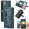 الحالات الهاتفية الفاخرة PU Leather Wallet مع فتحة بطاقة هوية Zipper Cover Cover Cover Prose Case for iPhone 14 13 12 11 Pro XS XR Samsung S22 Plus Ultra